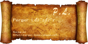 Perger Lázár névjegykártya